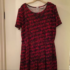 LuLaRoe Amelia Dress 3XL Black/red